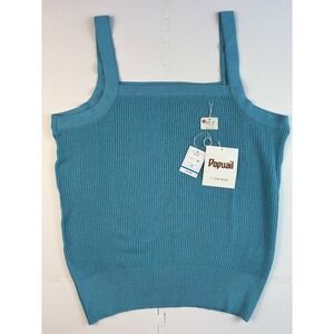 Vtg Women's Tank Top 70's Retro Japanese Ribbed Sweater Twee - Sz 13 (L/XL)